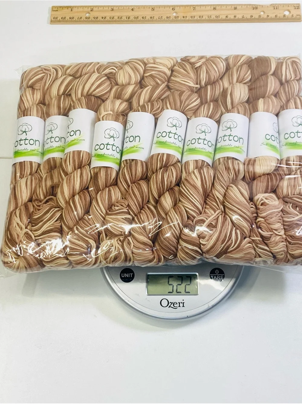 10 NEW (~500g total, ~50g ea.) 100% Cotton Variegated Hanks in Toffee Twist